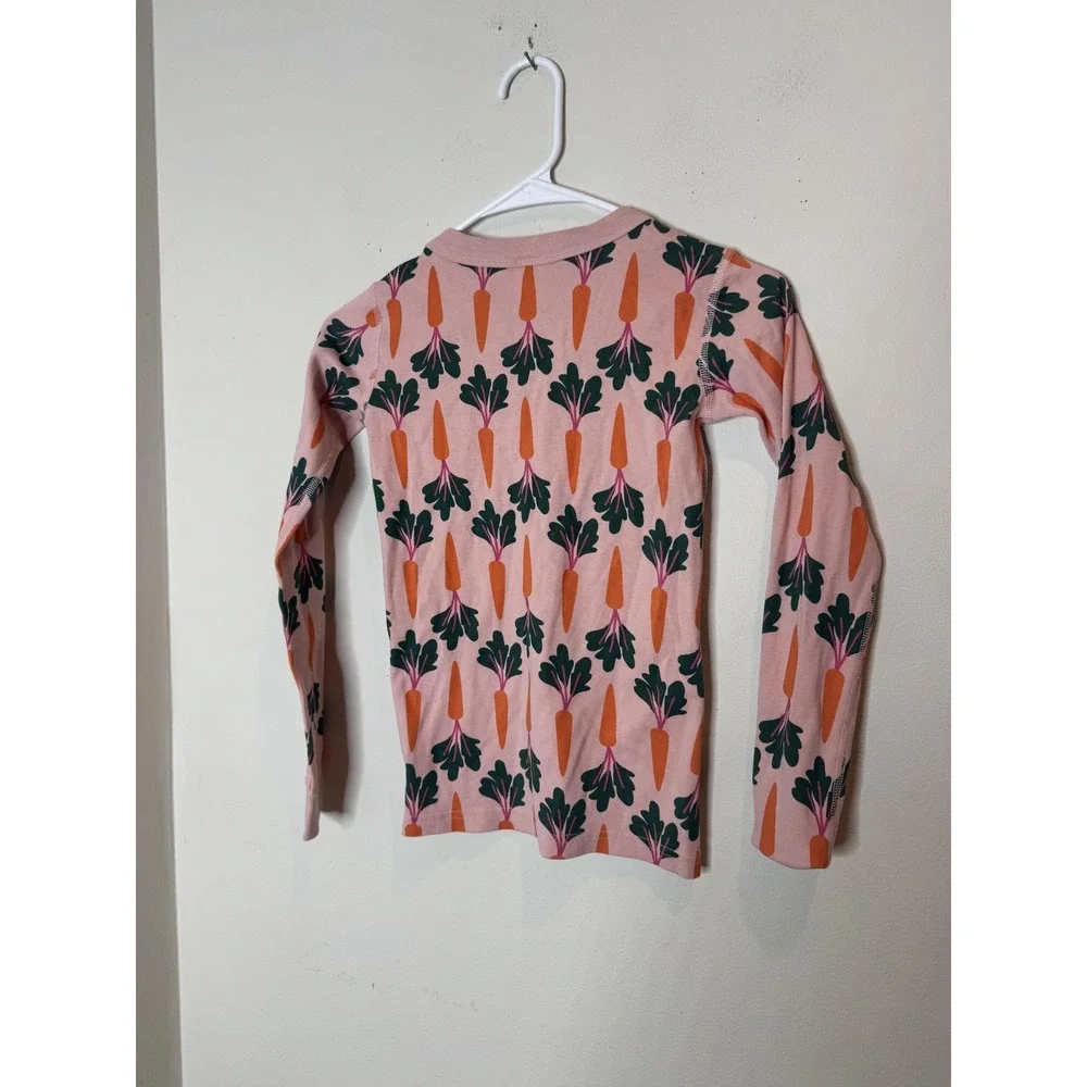 Hanna Andersson Pajama‎ Top Kids 10 Pink Carrot Print Organic Cotton Long Sleeve